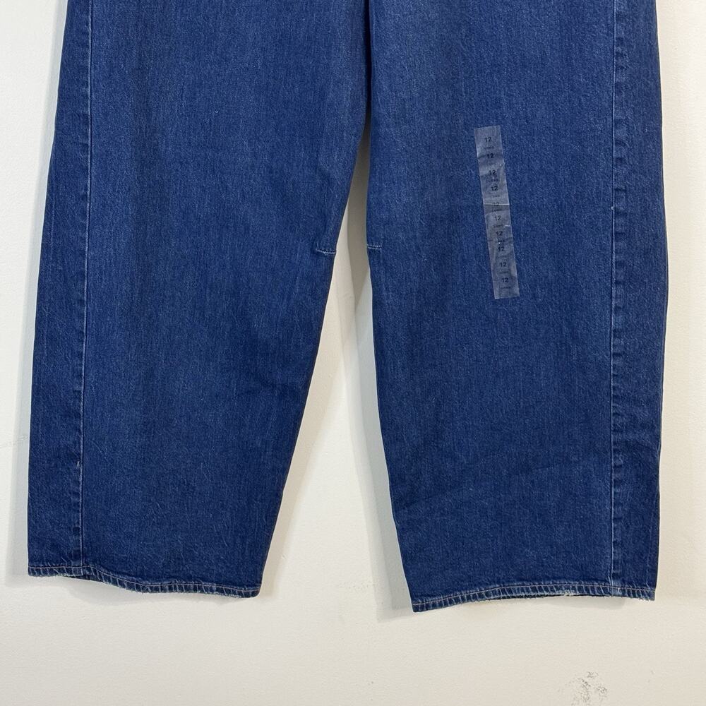 NWT American Eagle Strigid Dreamy Drape Barrel Jeans Size 12 /31W Dark Indigo - Picture 9 of 14